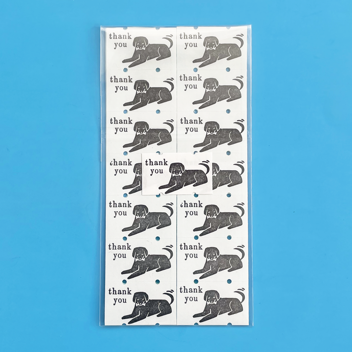 "Thank You" Black Dog Washi Sticker Label