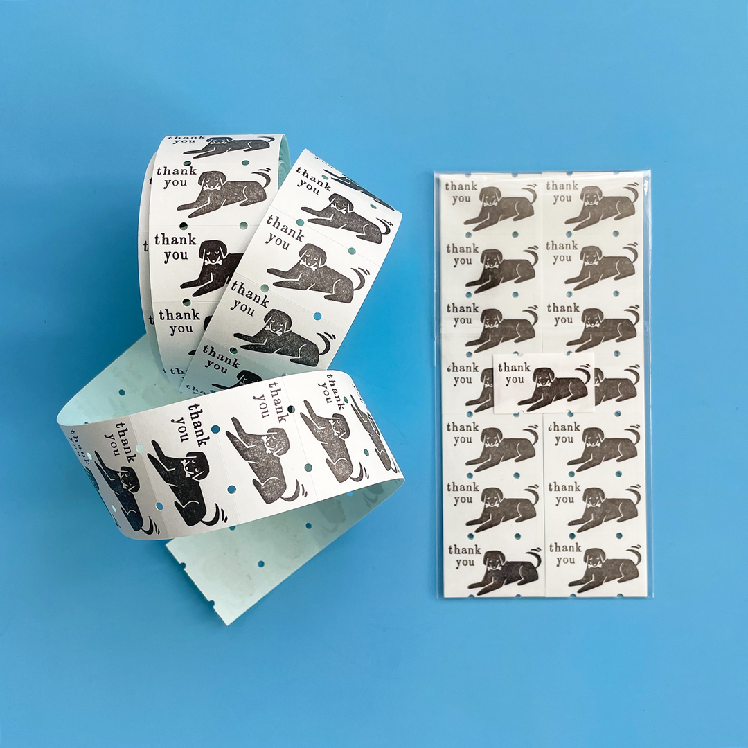 "Thank You" Black Dog Washi Sticker Label