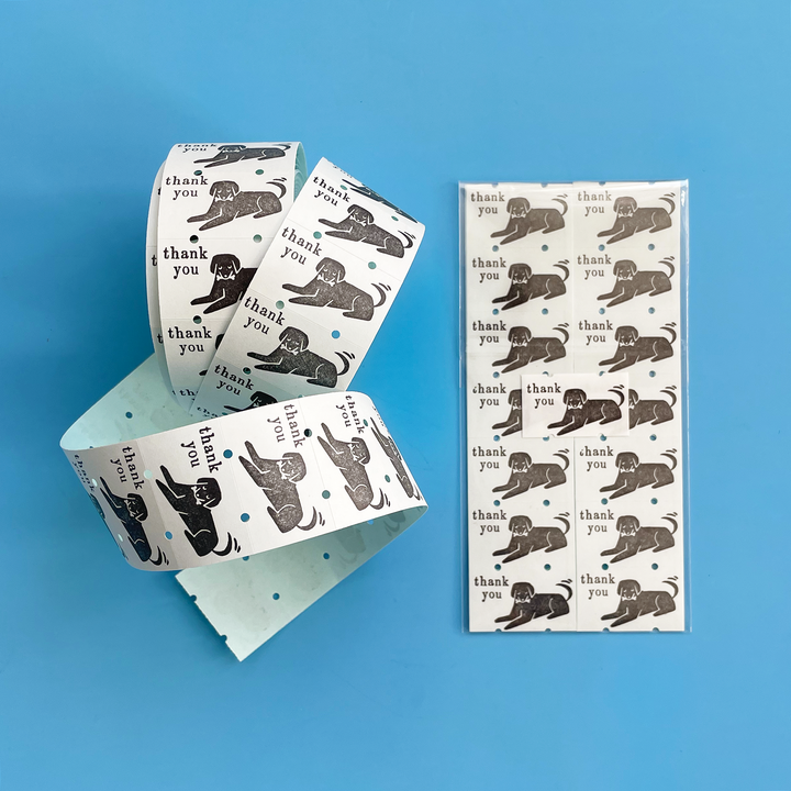 "Thank You" Black Dog Washi Sticker Label