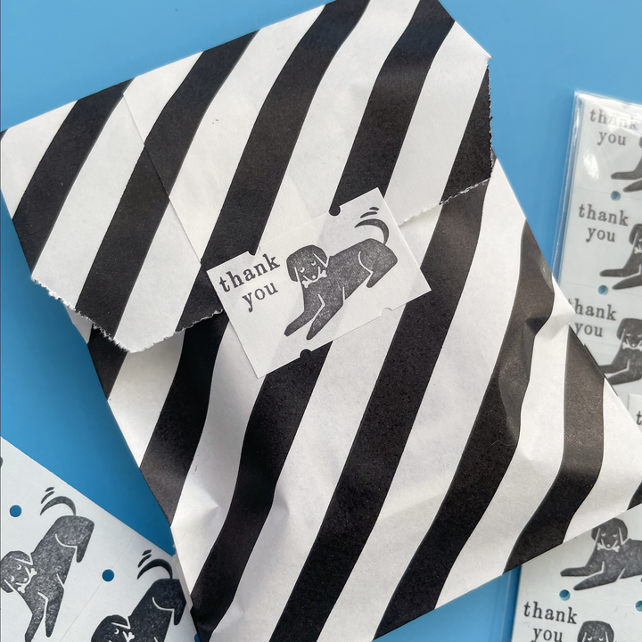"Thank You" Black Dog Washi Sticker Label