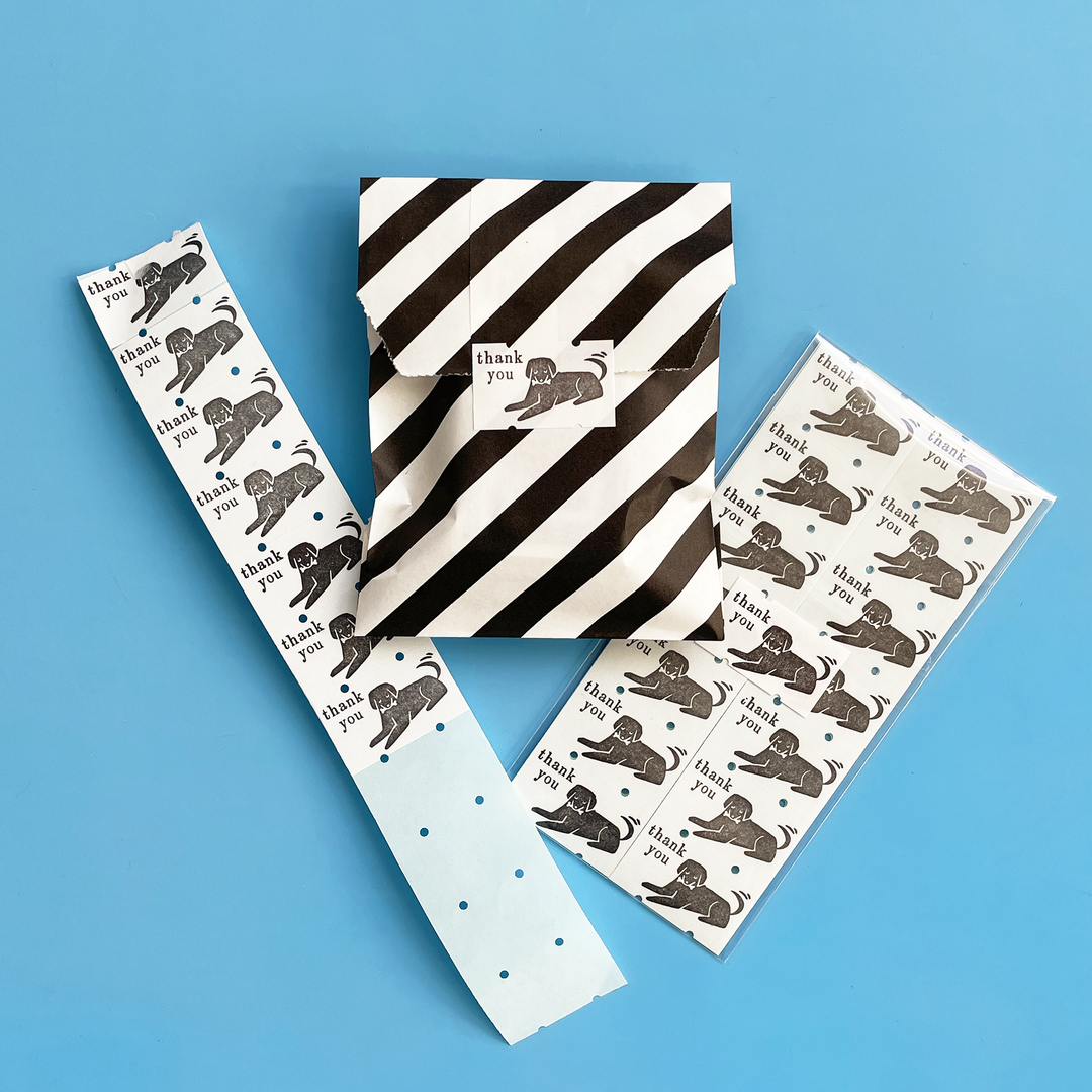 "Thank You" Black Dog Washi Sticker Label