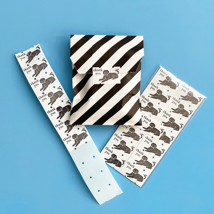 "Thank You" Black Dog Washi Sticker Label