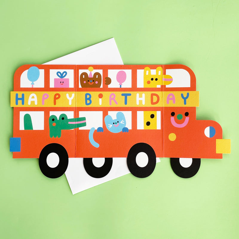 Large Birthday Bus Fold Out Card