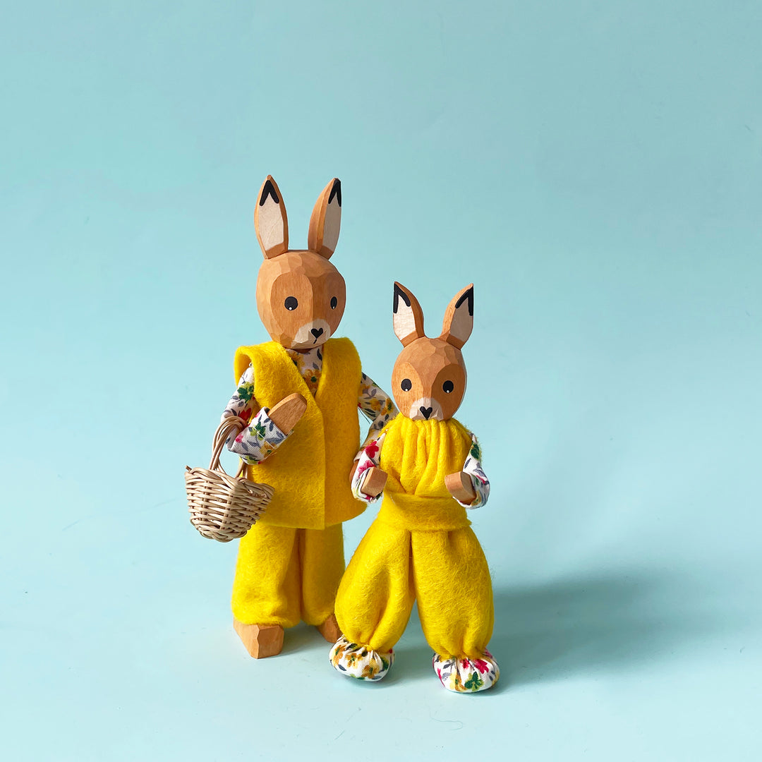 Small Wood Bunny with Pants & Basket