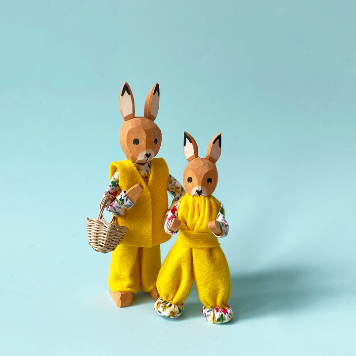 Small Wood Bunny with Pants & Basket