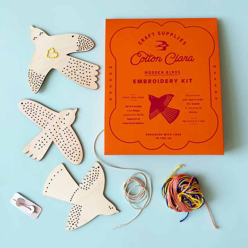 Wooden Bird Embroidery Kit