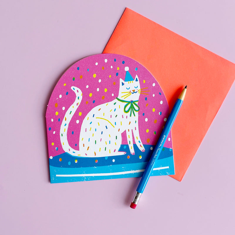 Party Cat Large Snowglobe Card