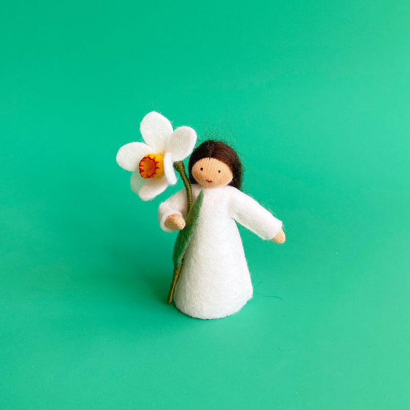 White Daffodil Felt Fairy