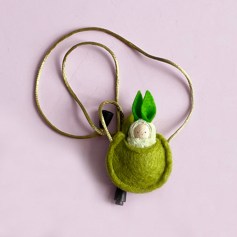 Soft Bunny in Leaf Necklace