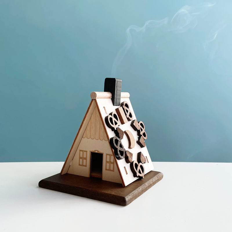 Large Wooden Gingerbread House Incense Smoker Kit