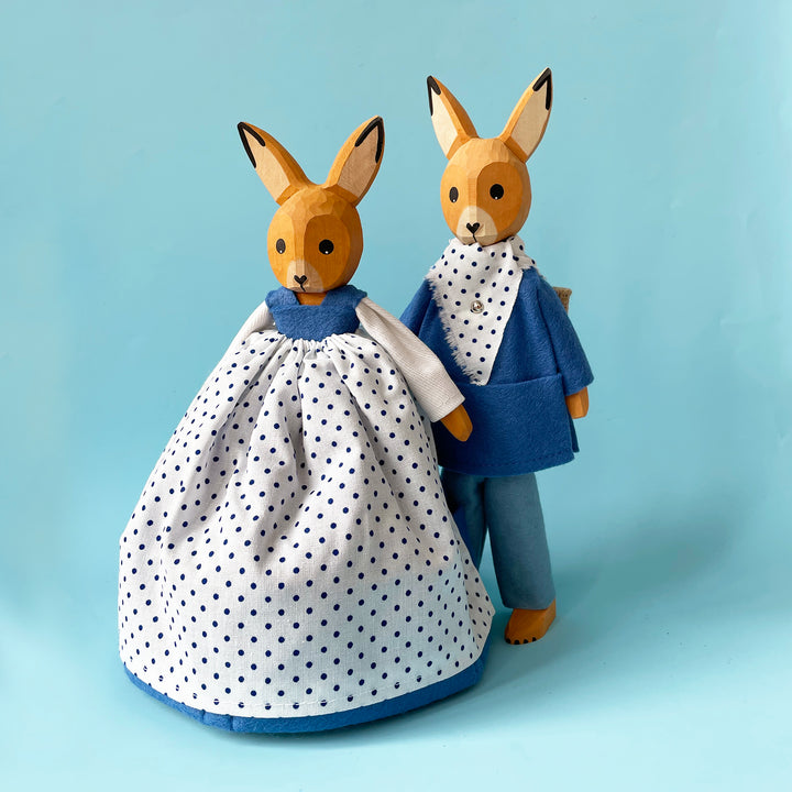 Large Wood Bunny with Skirt