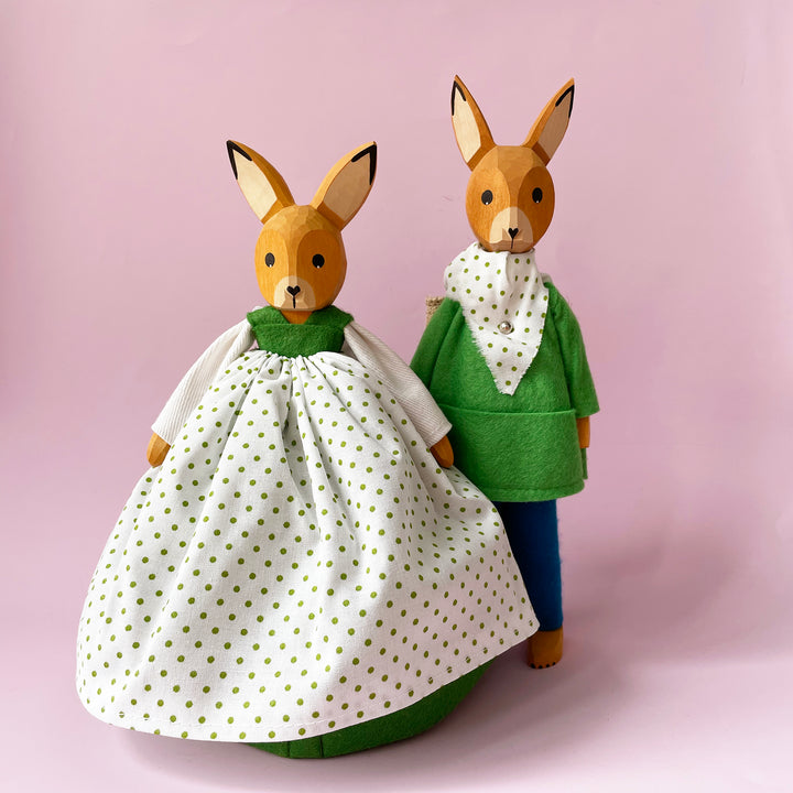 Large Wood Bunny with Skirt