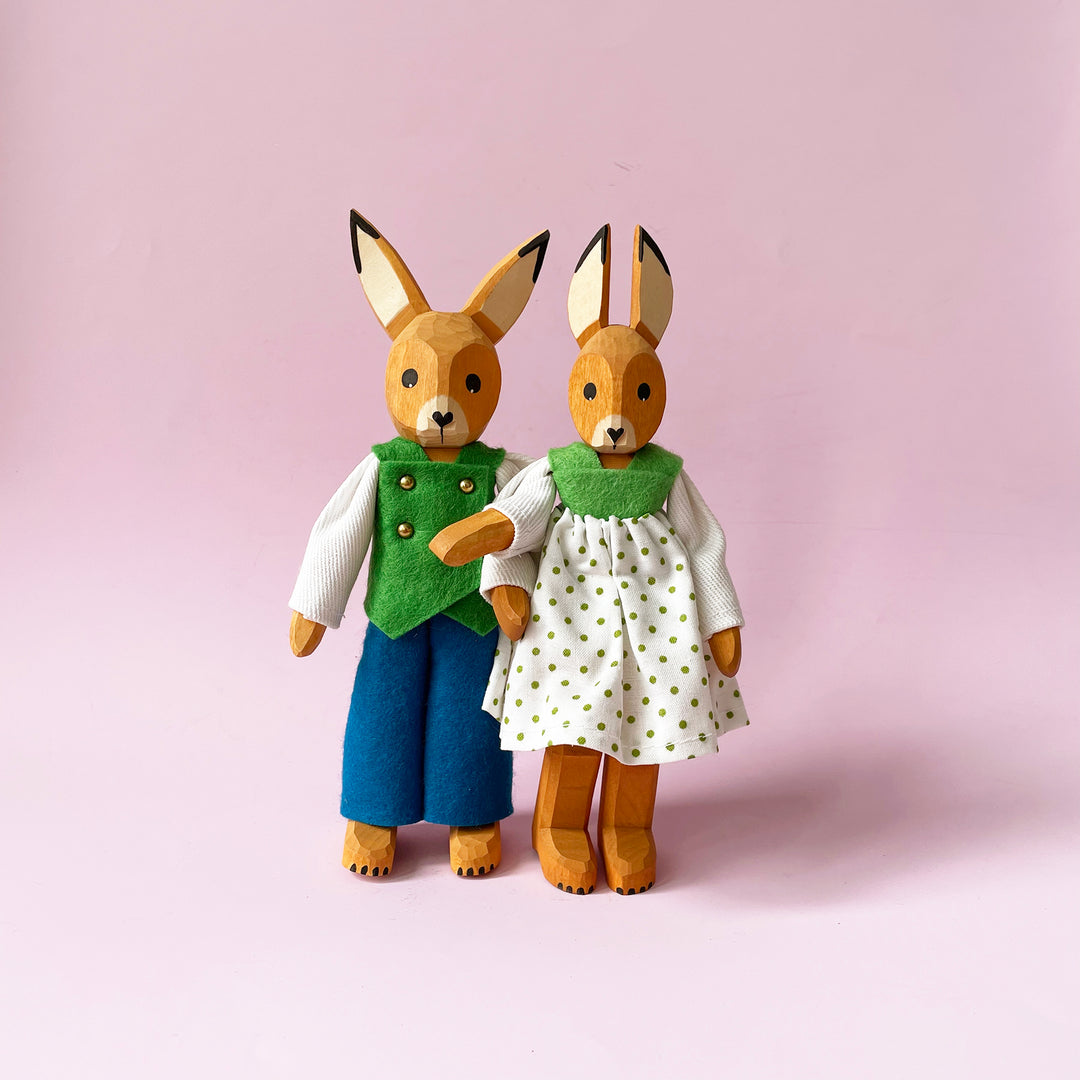 Medium Wood Bunny with Skirt & Legs