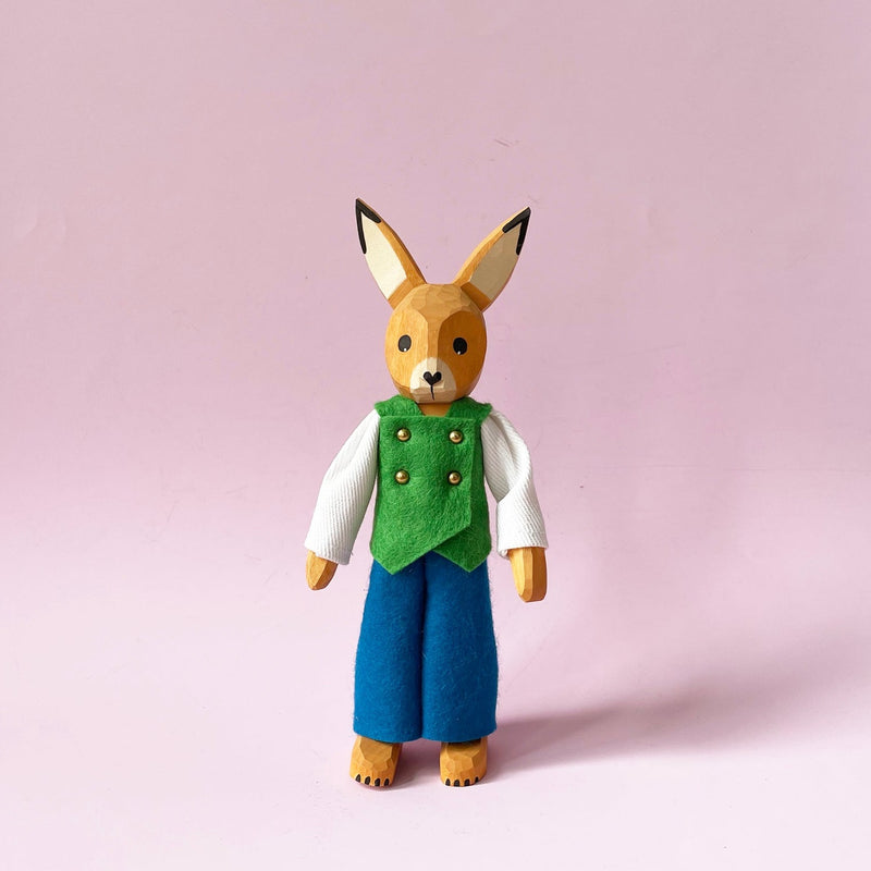 Medium Wood Bunny with Pants