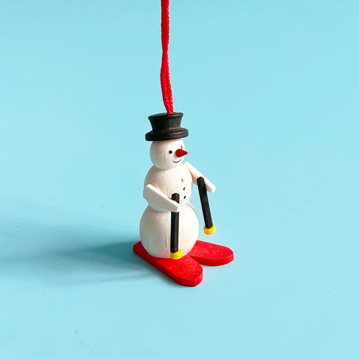 Small Snowman with Skis Ornament