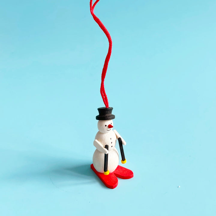 Small Snowman with Skis Ornament