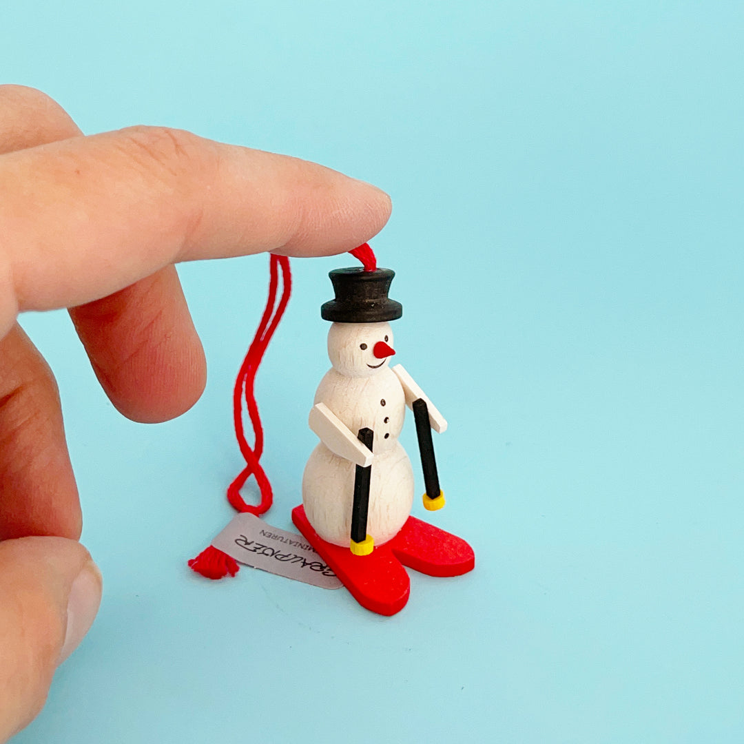 Small Snowman with Skis Ornament