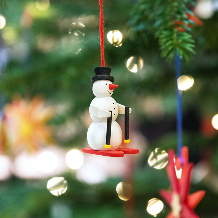 Small Snowman with Skis Ornament